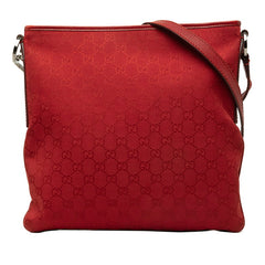 グッチ GGキャンバス スクエア ショルダーバッグ 113013 レッド キャンバス レザー レディース GUCCI 中古
