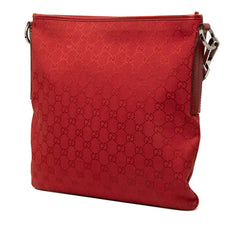 グッチ GGキャンバス スクエア ショルダーバッグ 113013 レッド キャンバス レザー レディース GUCCI 中古