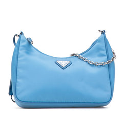 プラダ 三角ロゴプレート Re-Edition 2005 ハンドバッグ ショルダーバッグ 2WAY 1BH204 ライトブルー ナイロン レディース PRADA 【中古】