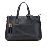 グッチ バンブー タッセル ハンドバッグ 斜め掛け ショルダーバッグ 2WAY 365346 ブラック レザー レディース GUCCI 【中古】