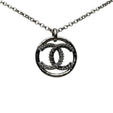 シャネル ココマーク ペンダント ネックレス A19P ブラック ラインストーン ガンメタル レディース CHANEL 【中古】