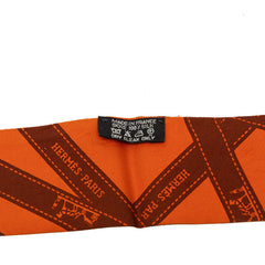 エルメス ツイリー BOLDUC ボルデュック スカーフ オレンジ ブラウン シルク レディース HERMES 【中古】