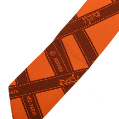 エルメス ツイリー BOLDUC ボルデュック スカーフ オレンジ ブラウン シルク レディース HERMES 【中古】