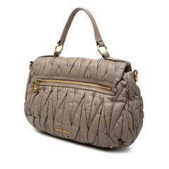 ミュウミュウ マテラッセ ハンドバッグ 2WAY 斜め掛け ショルダーバッグ グレージュ レザー レディース MIUMIU 【中古】