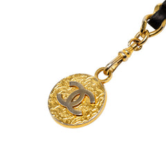 シャネル ココマーク チェーンベルト ゴールド ブラック メッキ レザー レディース CHANEL 【中古】