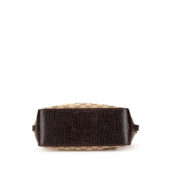 グッチ GGキャンバス トートバッグ ハンドバッグ 107757 ベージュ ブラウン キャンバス レザー レディース GUCCI 【中古】