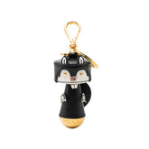 プラダ ビーバーモチーフ キーホルダー チャーム ホワイト ブラック ゴールド メッキ サフィアーノレザー レディース PRADA 中古