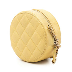シャネル ココマーク マトラッセ 斜め掛け チェーン ショルダーバッグ イエロー キャビアスキン レディース CHANEL 【中古】