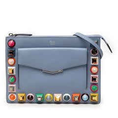 フェンディ 斜め掛け ショルダーバッグ 8M0369 ブルー系 レザー レディース FENDI 【中古】