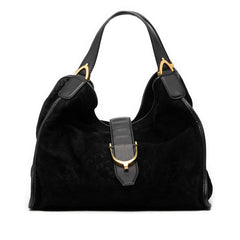グッチ ソフト スティラップ ハンドバッグ 296856 ブラック スウェード レザー レディース GUCCI 【中古】