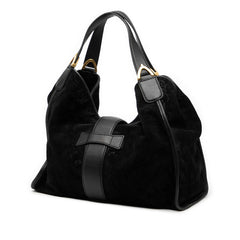 グッチ ソフト スティラップ ハンドバッグ 296856 ブラック スウェード レザー レディース GUCCI 【中古】