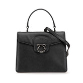 サルヴァトーレフェラガモ ガンチーニ ハンドバッグ ショルダーバッグ 2WAY ブラック シルバー レザー レディース Salvatore Ferragamo 【中古】