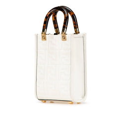 フェンディ サンシャイン ショッパー ハンドバッグ ショルダーバッグ 2WAY 8BS051 ホワイト ブラウン レザー レディース FENDI 中古