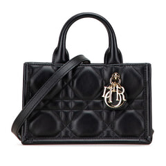 ディオール マクロカナージュ ブックトート ミニ ハンドバッグ ショルダーバッグ 2WAY ブラック レザー レディース Dior 【中古】