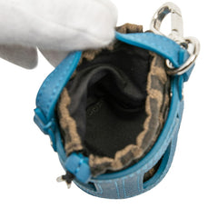 フェンディ ズッカ バケット モチーフ バッグチャーム キーホルダー 7AS158 ブルー カーキ キャンバス レザー レディース FENDI 【中古】