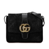 グッチ GGマーモント アリー 斜め掛け ショルダーバッグ 550126 ブラック スウェード レディース GUCCI 【中古】