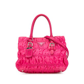 プラダ 三角ロゴプレート ハンドバッグ ショルダーバッグ 2WAY ピンク ナイロン レザー レディース PRADA 【中古】