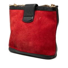 グッチ ディオニュソス チェーン ショルダーバッグ 499622 レッド ブラック スウェード レザー レディース GUCCI 中古