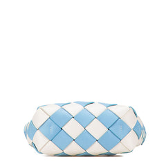 ロエベ アナグラム ウーブンバスケット ハンドバッグ ショルダーバッグ 2WAY ライトブルー ホワイト カーフレザー レディース LOEWE 【中古】