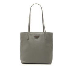 プラダ 三角ロゴプレート トートバッグ ショルダーバッグ グレー サフィアーノレザー レディース PRADA 中古