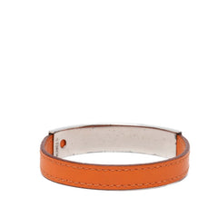 エルメス プスプス ブレスレット □G刻印 オレンジ系 シルバー メタル レザー レディース HERMES 【中古】