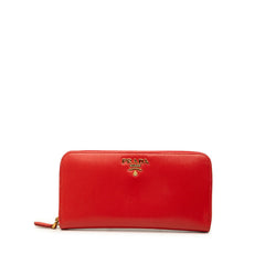 プラダ ラウンドファスナー 長財布 1ML506 レッド ゴールド ヴィッテロムーブレザー レディース PRADA 中古