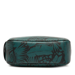 サンローラン 植物 ボタニカル モチーフ ポーチ 650125 ブラック グリーン レザー レディース SAINT LAURENT 【中古】