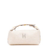 エルメス ブリッドアブラックPM ハンドバッグ ベージュ グレー コットン レディース HERMES 【中古】