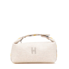 エルメス ブリッドアブラックPM ハンドバッグ ベージュ グレー コットン レディース HERMES 【中古】