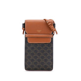 セリーヌ トリンオフ モバイルポーチ フォンポーチ ショルダーバッグ ブラック ブラウン PVC レザー レディース CELINE 【中古】