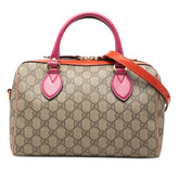 グッチ GGスプリーム ハンドバッグ ショルダーバッグ 2WAY 409529 ブラウン ピンク レッド PVC パテントレザー レディース GUCCI 【中古】