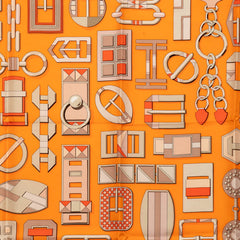 エルメス カレ90 Carre en Boucles カレ アン ブックル スカーフ 大判スカーフ オレンジ シルク レディース HERMES 中古