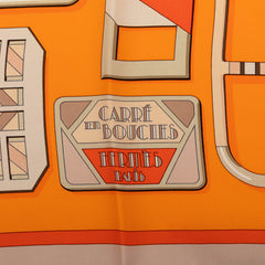 エルメス カレ90 Carre en Boucles カレ アン ブックル スカーフ 大判スカーフ オレンジ シルク レディース HERMES 中古