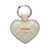 グッチ グッチシマ ハート キーリング キーホルダー アイボリー ホワイト レザー レディース GUCCI 中古