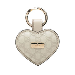 グッチ グッチシマ ハート キーリング キーホルダー アイボリー ホワイト レザー レディース GUCCI 中古
