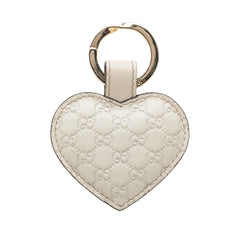 グッチ グッチシマ ハート キーリング キーホルダー アイボリー ホワイト レザー レディース GUCCI 中古