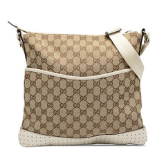 グッチ GGキャンバス ショルダーバッグ 145857 ベージュ アイボリー キャンバス レザー レディース GUCCI 【中古】