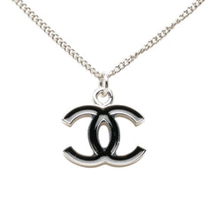 シャネル ココマーク チェーン ペンダント ネックレス 06V刻印 シルバー ブラック メタル レディース CHANEL 中古