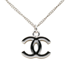 シャネル ココマーク チェーン ペンダント ネックレス 06V刻印 シルバー ブラック メタル レディース CHANEL 中古