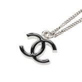 シャネル ココマーク チェーン ペンダント ネックレス 06V刻印 シルバー ブラック メタル レディース CHANEL 中古