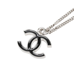 シャネル ココマーク チェーン ペンダント ネックレス 06V刻印 シルバー ブラック メタル レディース CHANEL 中古