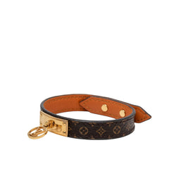 ルイ ヴィトン モノグラム ブラスレ ロゴマニア ブレスレット M4150F ブラウン PVC レザー レディース LOUIS VUITTON 【中古】