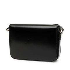 セリーヌ トリオンフ ティーン 斜め掛け ショルダーバッグ ブラック シャイニーカーフスキン レディース CELINE 【中古】