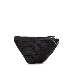 プラダ トライアングル クロシェ 斜め掛け ショルダーバッグ ブラック ラフィア レディース PRADA 【中古】