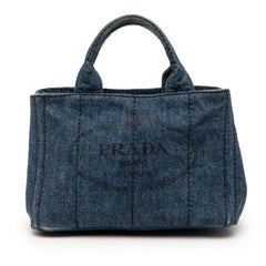 プラダ 三角ロゴプレート カナパミニ ハンドバッグ BN2439 ブルー デニム レディース PRADA 【中古】