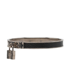 エルメス ケリーバングル Hモチーフ バングル シルバー ブラック メタル レザー レディース HERMES 【中古】