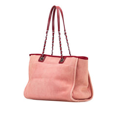 シャネル ドーヴィルMM トートバッグ ショルダーバッグ ピンク レッド キャンバス レザー レディース CHANEL 【中古】