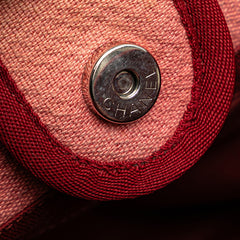 シャネル ドーヴィルMM トートバッグ ショルダーバッグ ピンク レッド キャンバス レザー レディース CHANEL 【中古】