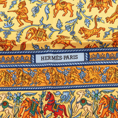 エルメス カレ90 CHASSE EN INDE インドの狩猟 スカーフ オレンジ シルク レディース HERMES 【中古】