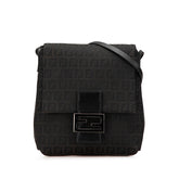 フェンディ ズッキーノ 斜め掛け ショルダーバッグ 8BT075 ブラック キャンバス レザー レディース FENDI 【中古】